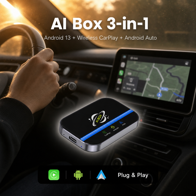 Wireless CarPlay Adapter CarPlay AI Box 4G SIM Android 13 2GB+16GB GPS Wired Wireless Android Auto Netflix YouTube Spotify OEM