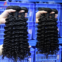 Cheveux brésiliens Remy vierges bruts à cuticules alignées, noir naturel, double trame tissée à la machine, lots de cheveux ondulés profonds de haute qualité