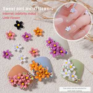 5pcs Metal Flower Nail Charms Black White Frosted Small 3D Nail <b>Art</b> Accessories for Manicure - Product Image 4