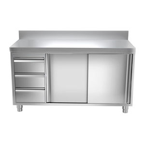 Équipement de restaurant personnalisé 2024, armoire de cuisine en acier inoxydable, armoire de rangement avec dosseret - Product Image 3