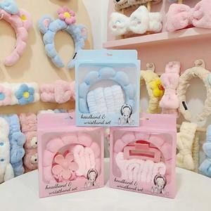 <span class=keywords><strong>Kit</strong></span> de lavage du visage comprenant un ensemble bandeau nuage et bracelet, un joli bandeau à nœud, un bandeau torsadé imprimé léopard fait main <span class=keywords><strong>pour</strong></span> femmes - Emballage personnalisé - Product Image 1