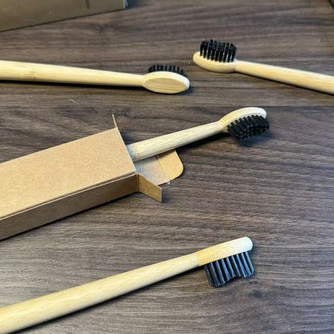 New Design Vegan Soft Bristle Natural Bamboo Toothbrush Conical Shape Disposable with Convenient Packaging