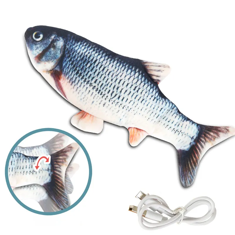 전기 시뮬레이션 물고기 고양이 장난감 USB 충전 빛나는 애완 동물 장난감 사용자 정의 개 봉제 인형