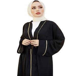 Commerce Extérieur Transfrontalier Musulman <span class=keywords><strong>Longue</strong></span> Jupe Femme Abaya Dubai Jalabiya Or Ruban Cardigan Robe - Product Image 4