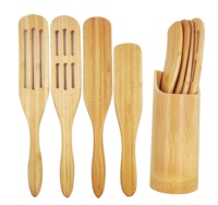 Joye Natural Kitchen Cooking Tools AA Salad Porridge Spurtles Set Bamboo Wooden Spurtles 5-Piece Eco-Friendly