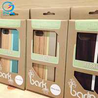 Boîte en papier kraft écologique pour étui de téléphone, boîtes personnalisées avec impression et accroche pour emballage d'étuis de téléphone portable