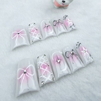 Uñas artificiales forma de uñas de almendra forma de uñas de pico de pato degradado Rosa fábrica de alta calidad al por mayor.