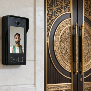 Interphone intelligent Hiwink 4 pouces avec caméra grand angle 160 degrés, sonnette de <span class=keywords><strong>porte</strong></span> IP65, écran tactile avec déverrouillage par reconnaissance faciale, empreinte digitale et paume - Product Image 1