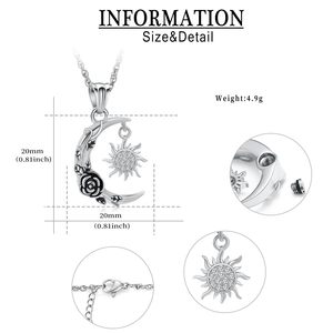 Hilal güneş ve ay Urn kolye kül ay külleri kolye Celtic düğüm hilal ay gül kremasyon takı kadınlar için - Product Image 3