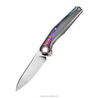 KMS Marque M390 Zirconium Damas Titane Alliage Poignée Surface CD Motif Tactique Camping En Plein Air Pliant Couteau De Chasse