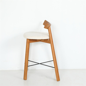 Luxury-Inspired Modern Nordic Fabric &amp; Wooden <strong>High</strong> <strong>Back</strong> Bar <strong>Stool</strong> for Home Bar Hotel Open Kitchen - Product Image 3