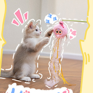 Baby Three <b>Cat</b> Teasing Stick <b>Plush</b> Toy 3 Years Old Collectible Figurine Cute Trendy Pendant Birthday Gift Unisex - Product Image 3