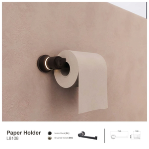 Porte-rouleau de papier toilette mural noir mat carré avec éclairage LED, distributeur de papier toilette moderne pour salle de bain - Product Image 2