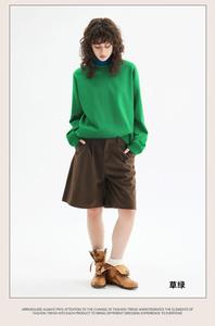 Unisex Crew Neck Pullover Sweatshirt Solid Color Oversized Fit Casual Autumn Wear Knitted Cotton Regular Sleeve - Product Image 6