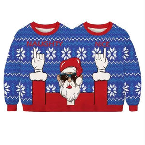 <span class=keywords><strong>Pull</strong></span> de Noël en coton à double col en vrac sur mesure Nouveau design <span class=keywords><strong>Pull</strong></span> tricoté pour deux personnes pour hommes Look de couple <span class=keywords><strong>moche</strong></span> - Product Image 1