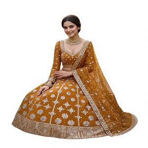 Divyam Creation F-1035 Lehenga Choli en Spandex Brodé Doré, Robe de Mariage Indienne Traditionnelle Longue pour Femme, Coupe Classique - Product Image 1