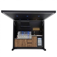 Cuisine extérieure moderne sur mesure de 2,5 m, conçue pour toutes les conditions météorologiques, en acier inoxydable 304, avec grill et évier modulaires
