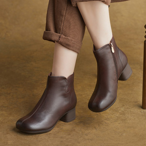 Botines de Plataforma Otoño Invierno 2025, Nuevos, Hechos a Mano, de Cuero Genuino, con Cordones Ingleses, Tacón de Cuña - Product Image 1