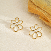 Anting-anting bunga enamel warna-warni musim panas dari baja tahan karat berlapis emas 18K, perhiasan modis untuk pesta wanita