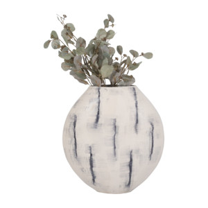 Vaso in Ceramica Rotondo con Finitura Spazzolata Grigia per Arredamento Soggiorno Stile Accent - Product Image 4