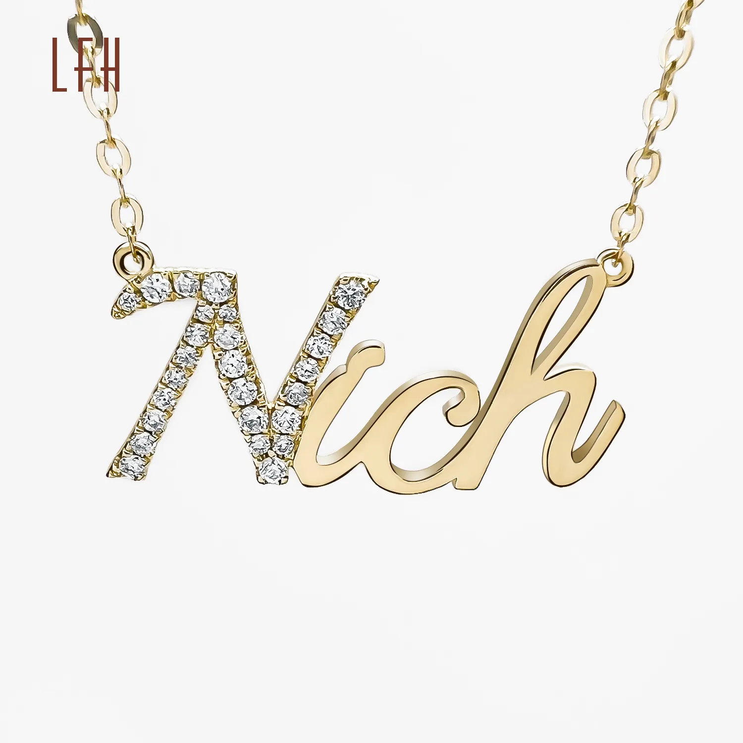 Custom Cursive Name Brand Necklace No Moq Custom Name Personalized 18k Real Gold Custom Name Necklace
