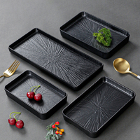 Vaisselle en mélamine Rectangle noir Hot Pot Restaurant Boule de poisson Snack Sushi Meatball Plate