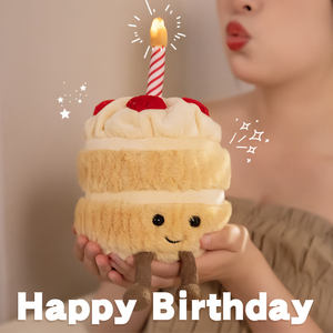 All'ingrosso buon compleanno peluche nuovo design kawaii smiley farcito torta di fragole bambola candela - Product Image 4