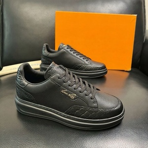 Baskets plateforme en cuir grain croco de haute qualité pour hommes, style designer, à lacets, semelle épaisse, chaussures décontractées et habillées pour le printemps et l'automne - Product Image 2