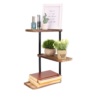 <strong>Corner</strong> Shelf Wall Mounted: 3 Tier <strong>Rustic</strong> Floating Shelf Wood Wall <strong>Shelving</strong> Units for Kitchen Living Room Bathroom13x25.9x43.7CM - Product Image 1