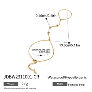 Bracelets chaîne connectés en acier inoxydable plaqué or 18 carats avec zircons colorés, inaltérables, pour femmes - Vente en gros à prix réduit - Product Image 6