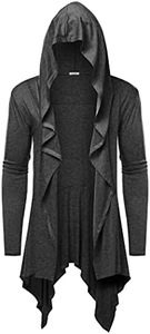 Abrigo ligero de capa frontal abierta con bolsillos Cárdigan largo con capucha Volantes Chal Collar Drapeado Diseño para disfraces de TV y películas - Product Image 3