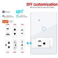 Prise murale intelligente Wi-Fi Tuya standard US avec écran tactile en verre, fabricant de prises intelligentes avec suivi de consommation d'énergie et compatible Alexa pour la maison connectée