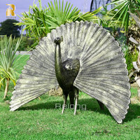 RELONG Vente chaude Prix d'usine Statue de paon en bronze grandeur nature Sculpture pour jardin extérieur Parc