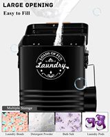 Conteneur de lessive en poudre noir style ferme moderne, bac de rangement métallique pour lessive, distributeur