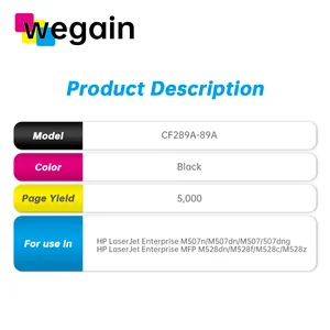 Wegain CF289A/89A Premium Compatible Toner Cartridge For HP Laserjet Enterprise M507n/m507dn/m507/507dng Black Full