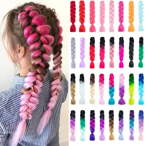 Phần mở rộng tóc biểu hiện cho phụ nữ tổng hợp màu phần mở rộng tóc 24 inch Ombre Jumbo Braid tóc Crochet braids phần mở rộng