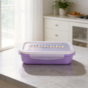 4 Compartment Sealed Plastic <b>Lunch</b> <b>Box</b> Rectangle With Snap Lock Lid For Students And Gifts - Product Image 2