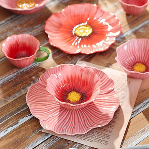Juego de Platos de Porcelana con Diseño Floral en Relieve de Diseño Coreano Ecológico con Diseño Moderno Pintado a Mano para Fiestas, Cenas <span class=keywords><strong>y</strong></span> Vajilla - Product Image 2