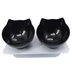 Double Pet Bowls With Neck Support Elevated For Cat Feeding And Watering Rounded Shape Made Of Abs Material - Product Image 3
