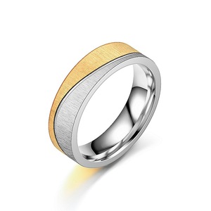 6mm 커플링 스테인리스 스틸 반지 다이아몬드 패턴 18K 금 도금 방수 보석 약혼 반지 선물 일상용 - Product Image 4