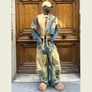 Jeans DiZNEW 2025 para <span class=keywords><strong>Hombre</strong></span>, Talla Grande, Conjunto de Jeans con Proceso de Lavado Complejo para un Efecto de Borde Deshilachado - Product Image 4