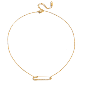 Collar de Acero Inoxidable Chapado en Oro de 18K con Colgante de Pin Cristiano y Dije con <span class=keywords><strong>la</strong></span> Palabra 'Love', con Diamantes, Hipoalergénico, Joyería Moderna - Product Image 3