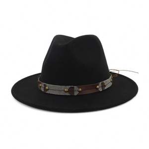 X3087 Sombreros Fedora de Ala Ancha para Hombre, Sombreros de Lana con Cinturón de Cuero, Sombrero Jazz de Ala Grande para Mujer - Product Image 4
