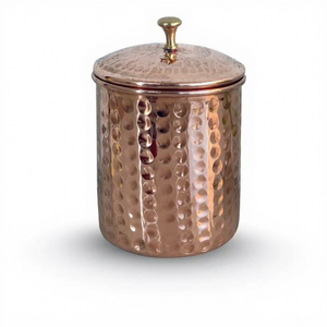 Handmade Hammered Copper <b>Storage</b> Canister with Lid Decorative <b>Kitchen</b> Countertop Container - Product Image 1