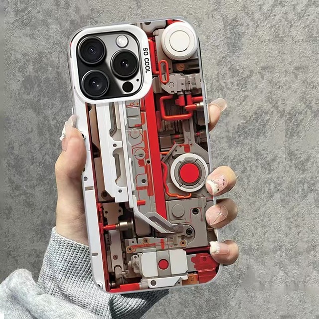 Mechanical Device Pattern Laser Printing Hard PC TPU Mobile Phone Cover Case for Iphone X Xr Xs 11 12 13 14 15 16 17 18 Pro Max
