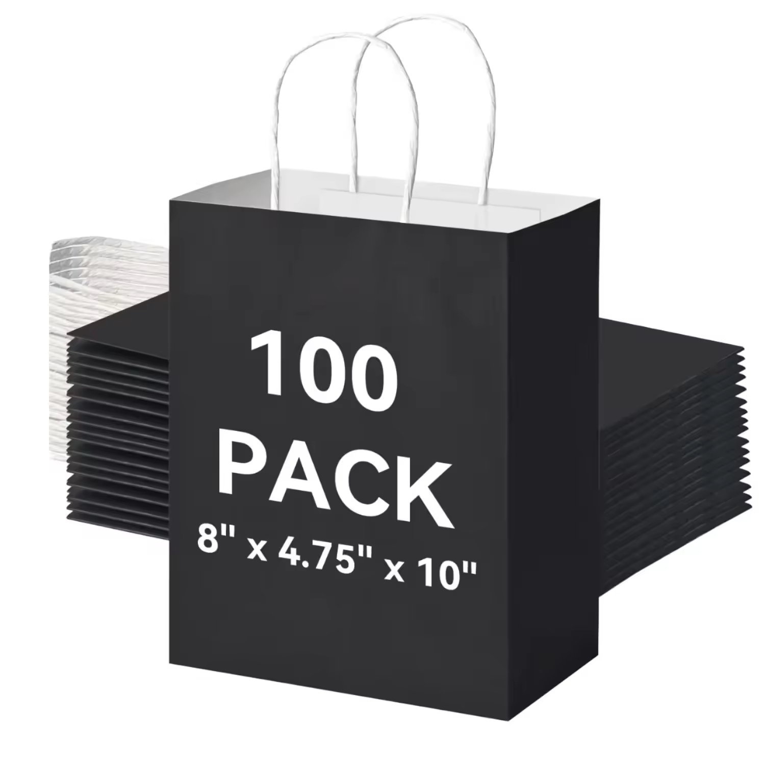 Durable Water-Resistant Thick Kraft Paper Bag with Handles for Takeaway Food Black Kraft Paper Gift Bags