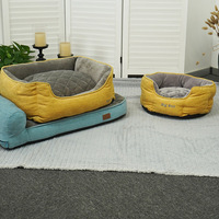 Liangkeshu Niche pour chien de style nordique, motif uni, coquille de nid, tissu en lin de haute qualité, écologique, rembourrage 100% coton, toutes saisons