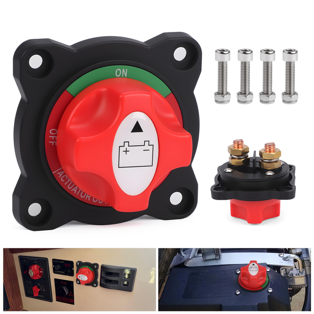 300A 12-48V 2 Position M10 Car Marine Battery Mass Switch Battery Cut on Off Switch Battery Disconnect Switch for Boat