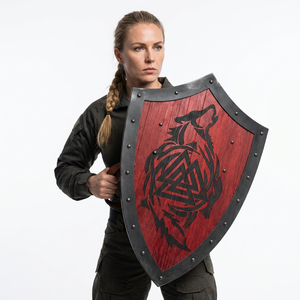Decoración de Pared Vikinga con Diseño de Lobo, Valknut Nórdico Medieval de Metal, 24 Pulgadas, Hecho a Mano, Accesorio de Cosplay con Grabado - Product Image 1