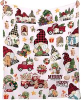 Couverture en flanelle Gnome de Noël, imprimé Père Noël, camion, sapin, renne, pain d'épices, flocon de neige, personnalisable, moderne, douce et moelleuse